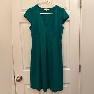 Boden Teal Midi Dress with Cap Sleeves
